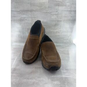 Lands End Women Brown Suede Slip On Moc Toe Walking Shoes Size 8.5 86321
